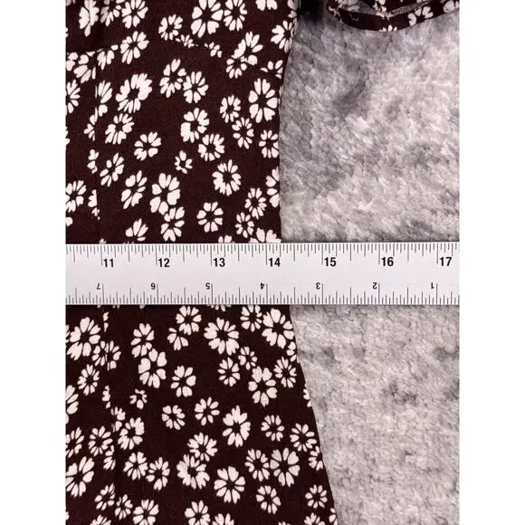 Reformation Dress 12 Womens Chocolate Brown Floral Plunge Smocked Mini - Picture 6 of 9